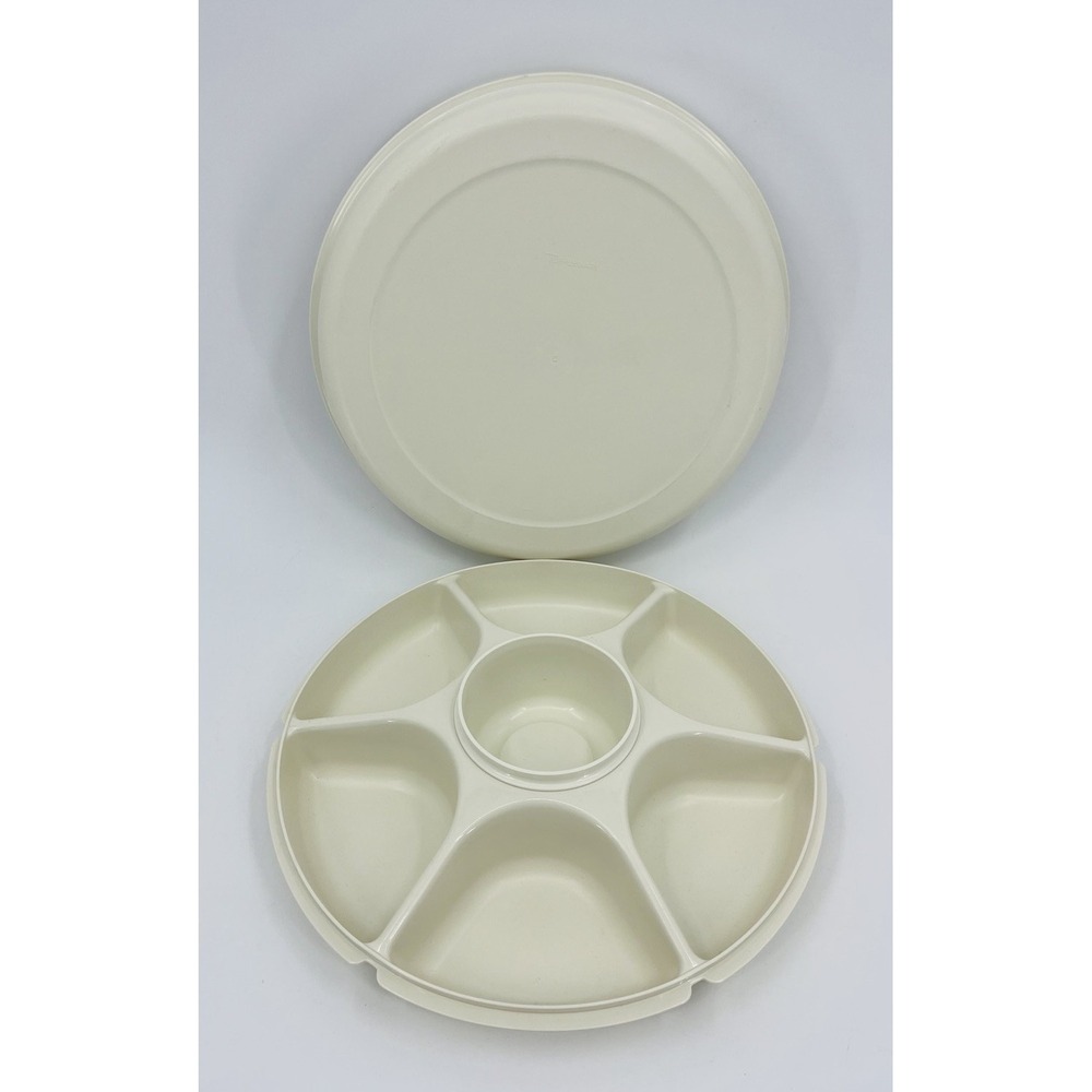 Tupperware Divided Serving Tray Veggie Fruit Dip With Lid 1665-4